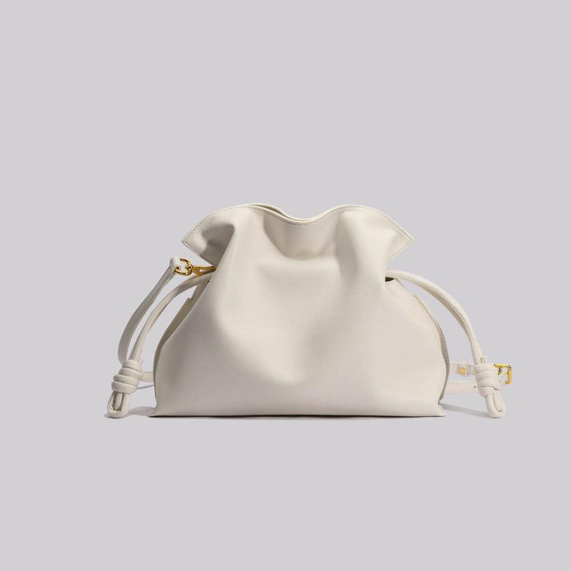 Elegant Oversized Cowhide Leather Tote Bag for Women with Drawstring Closure - Alexel Crafts