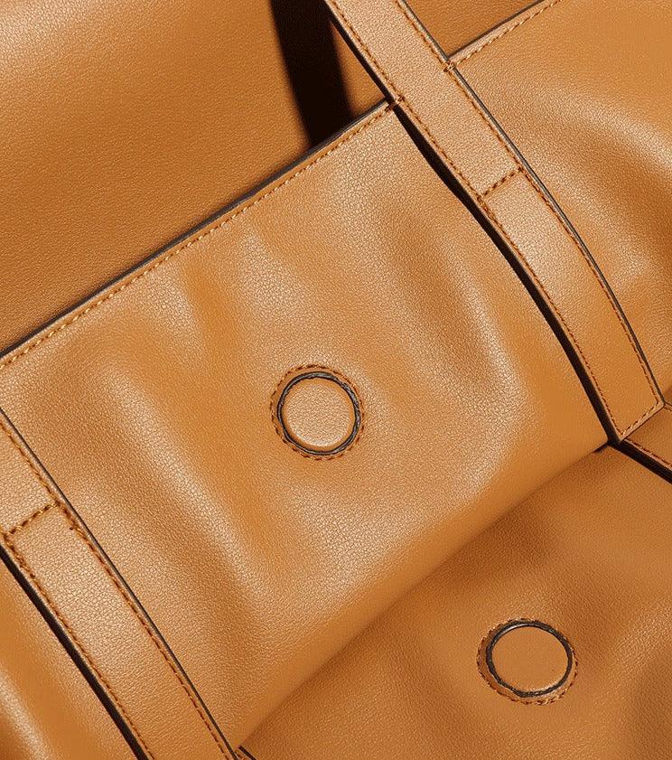 Elegant Oversized Cowhide Leather Tote Bag for Women with Drawstring Closure - Alexel Crafts