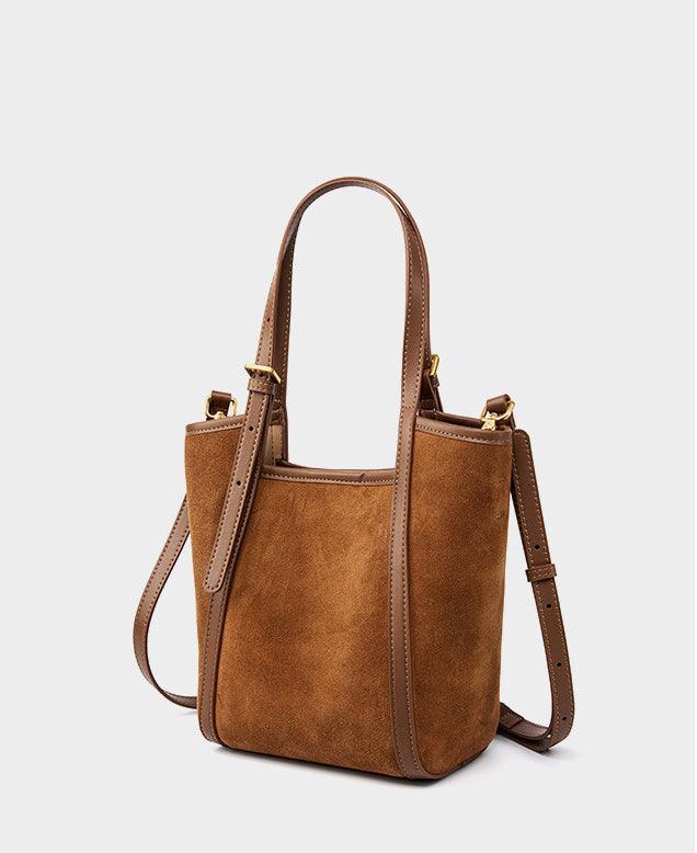 Elegant Suede Leather Tote Bag with Adjustable Strap | Shoulder Bag for Women - Alexel Crafts