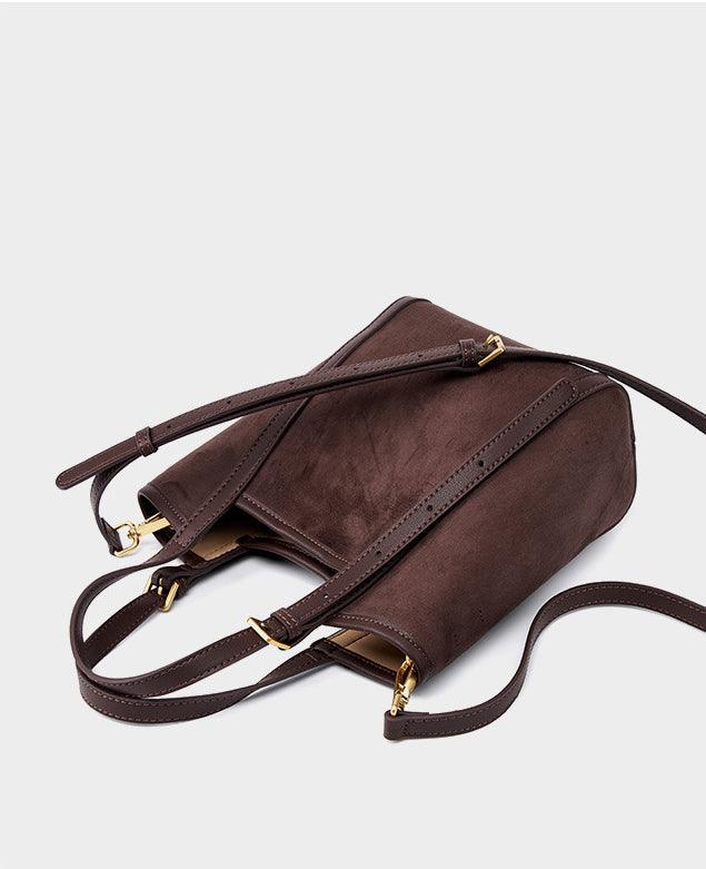 Elegant Suede Leather Tote Bag with Adjustable Strap | Shoulder Bag for Women - Alexel Crafts