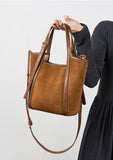 Elegant Suede Leather Tote Bag with Adjustable Strap | Shoulder Bag for Women - Alexel Crafts