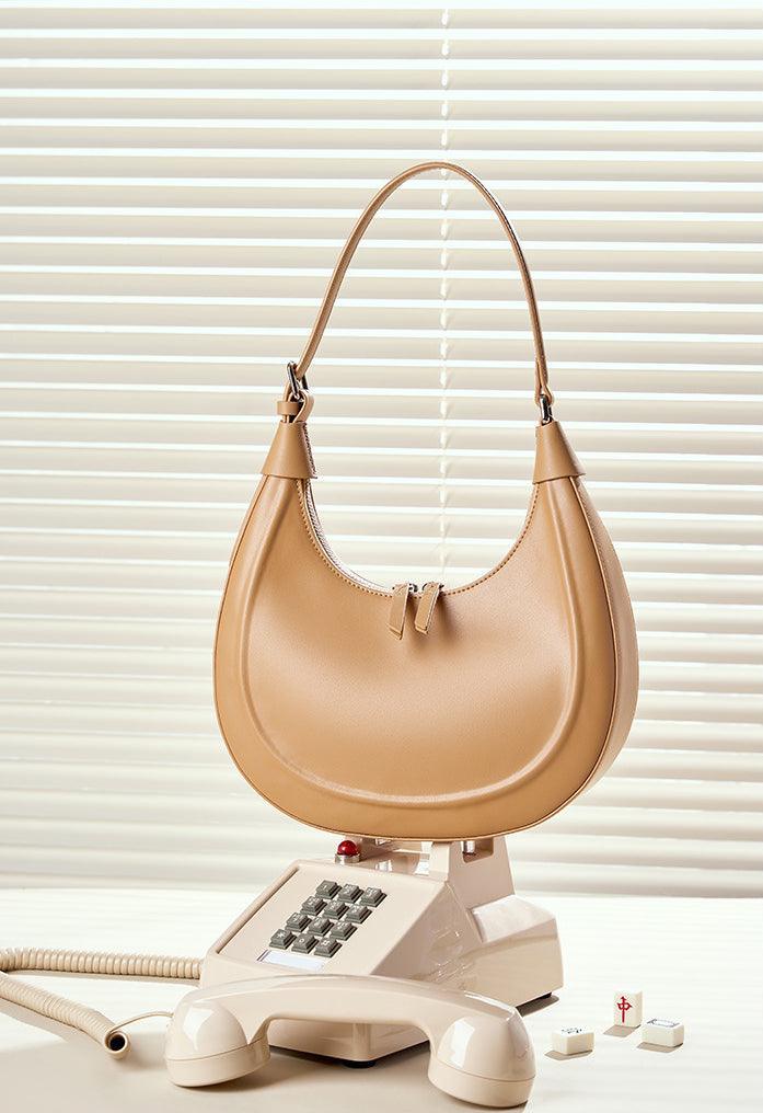 Everyday Leather Croissant Bag | Sleek Elegance Hobo Shoulder Bag | Women Crossbody Bag For Wedding or Party - Alexel Crafts