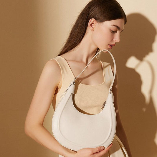 Everyday Leather Croissant Bag | Sleek Elegance Hobo Shoulder Bag | Women Crossbody Bag For Wedding or Party - Alexel Crafts