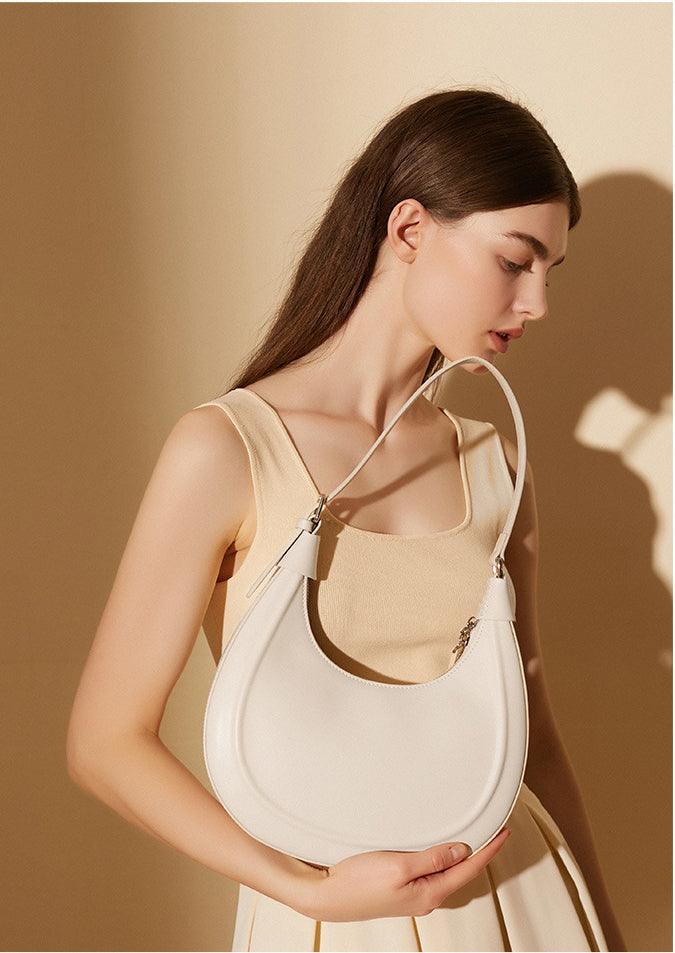 Everyday Leather Croissant Bag | Sleek Elegance Hobo Shoulder Bag | Women Crossbody Bag For Wedding or Party - Alexel Crafts