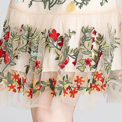 Fashion Runway Handcrafted Summer Dress Women's Flare Sleeve Floral Embroidery Elegant Mesh Hollow Out Mini Dresses - Alexel Crafts