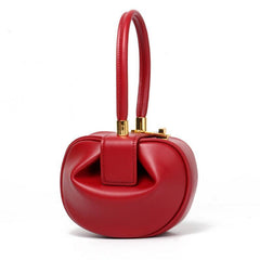 Genuine Leather Designer Round Handbag, Fashion Dumpling Pouch, Lady Elegant Lock Leather Bag, Leather Doctor Bag, Christmas Gift For Her - Alexel Crafts