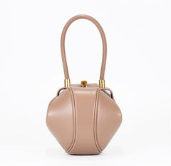 Genuine Leather Designer Round Handbag, Fashion Dumpling Pouch, Lady Elegant Lock Leather Bag, Leather Doctor Bag, Christmas Gift For Her - Alexel Crafts