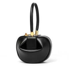 Genuine Leather Designer Round Handbag, Fashion Dumpling Pouch, Lady Elegant Lock Leather Bag, Leather Doctor Bag, Christmas Gift For Her - Alexel Crafts