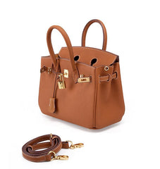 Genuine Leather Handbag Gold Tone Must-have Leather Designer Bag, Classic Shoulder Bag, Crossbody Bag, Gift For Her - Alexel Crafts