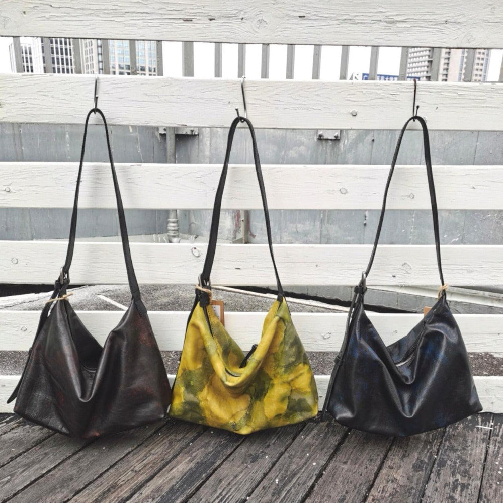 Handcrafted Luxurious Italian Full Grain Leather Hobo Bag Trio Vibrant - Alexel Crafts