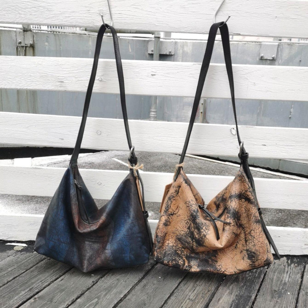 Handcrafted Luxurious Italian Full Grain Leather Hobo Bag Trio Vibrant - Alexel Crafts