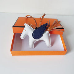 Handmade Genuine Sheepskin Horse Keychain | Leather Angel Pegasus Bag Charm