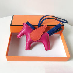 Handmade Genuine Sheepskin Horse Keychain | Leather Angel Pegasus Bag Charm - Alexel Crafts