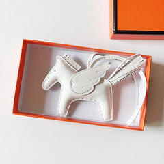 Handmade Genuine Sheepskin Horse Keychain | Leather Angel Pegasus Bag Charm - Alexel Crafts