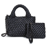 Handwoven Vegan Leather Mini Bucket Bag, Leather Basket Handbag + Crossbody Chain (20+ Colours)