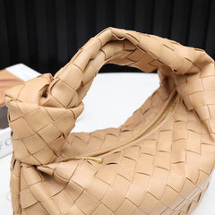 Small Lambskin Knotted Intrecciato Leather Handbag, Handcrafted Premium Quality Genuine Leather Handbag, Daily Fashion Lady Bag, Designer Bag