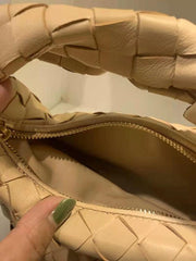 Small Lambskin Knotted Intrecciato Leather Handbag, Handcrafted Premium Quality Genuine Leather Handbag, Daily Fashion Lady Bag, Designer Bag