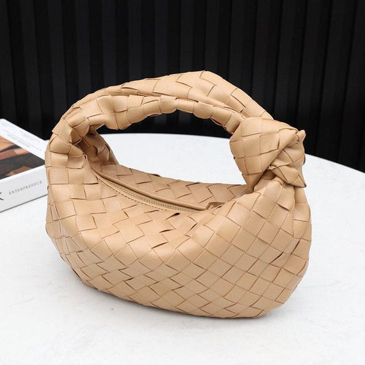 Small Lambskin Knotted Intrecciato Leather Handbag, Handcrafted Premium Quality Genuine Leather Handbag, Daily Fashion Lady Bag, Designer Bag