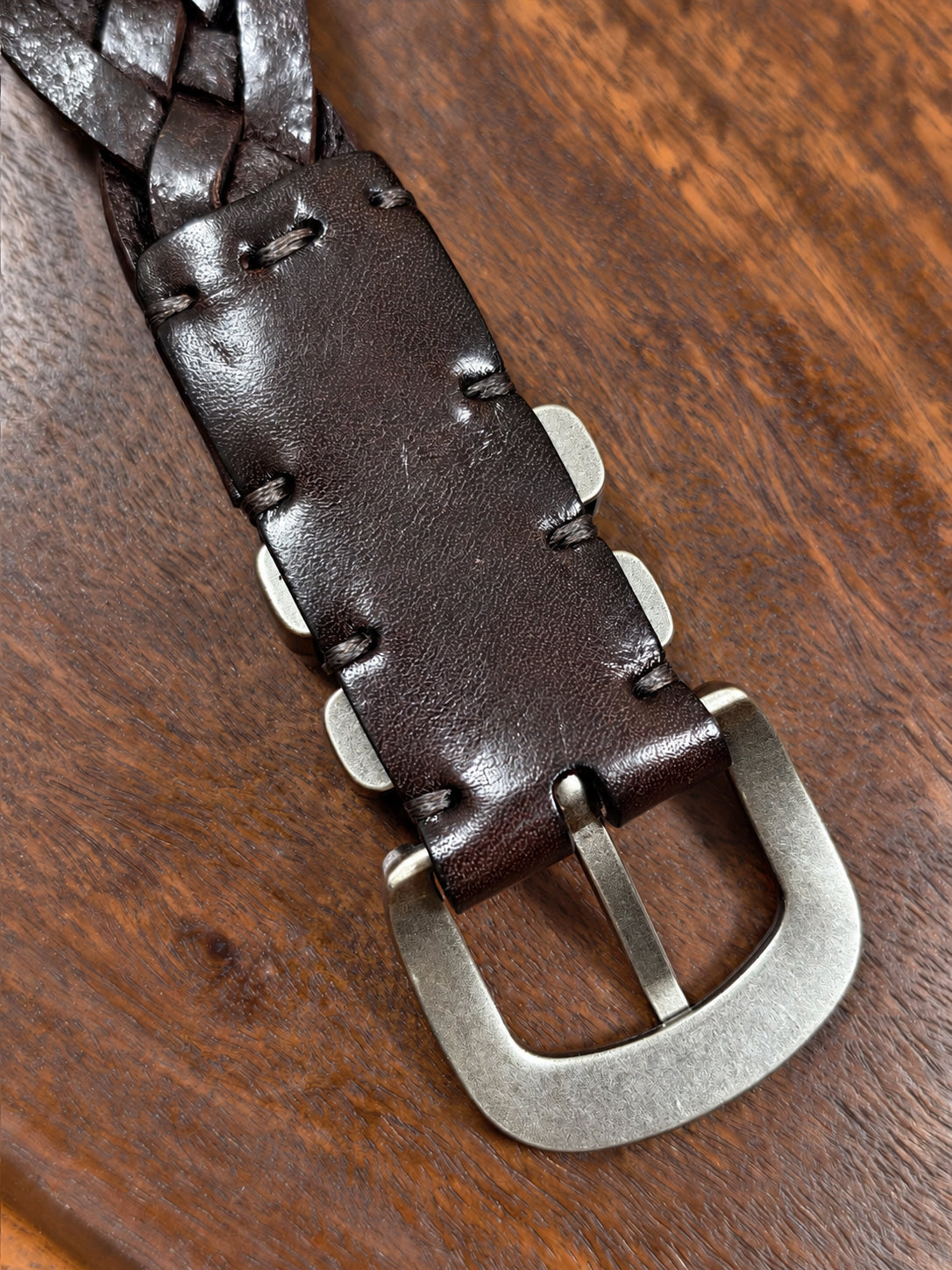 Handcrafted Full Grain Leather Braided Belt | Women's & Men's Vintage Pin-Buckle Belt