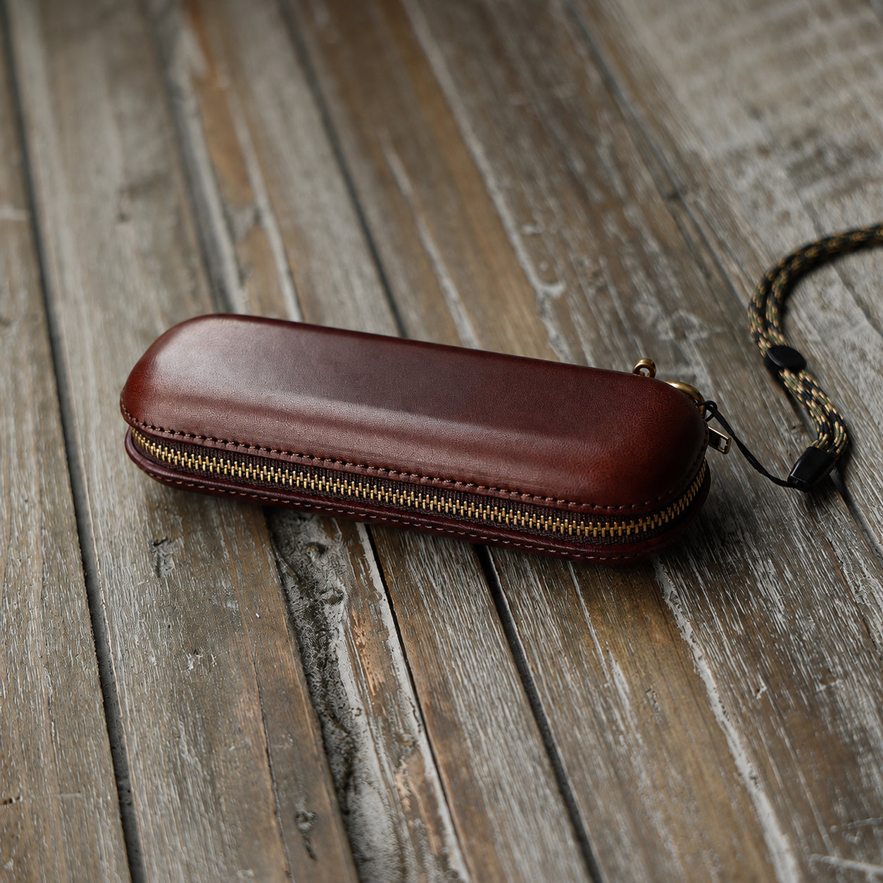 Vintage Leather Glasses Case | Cowhide Leather Zip Eyewear Case