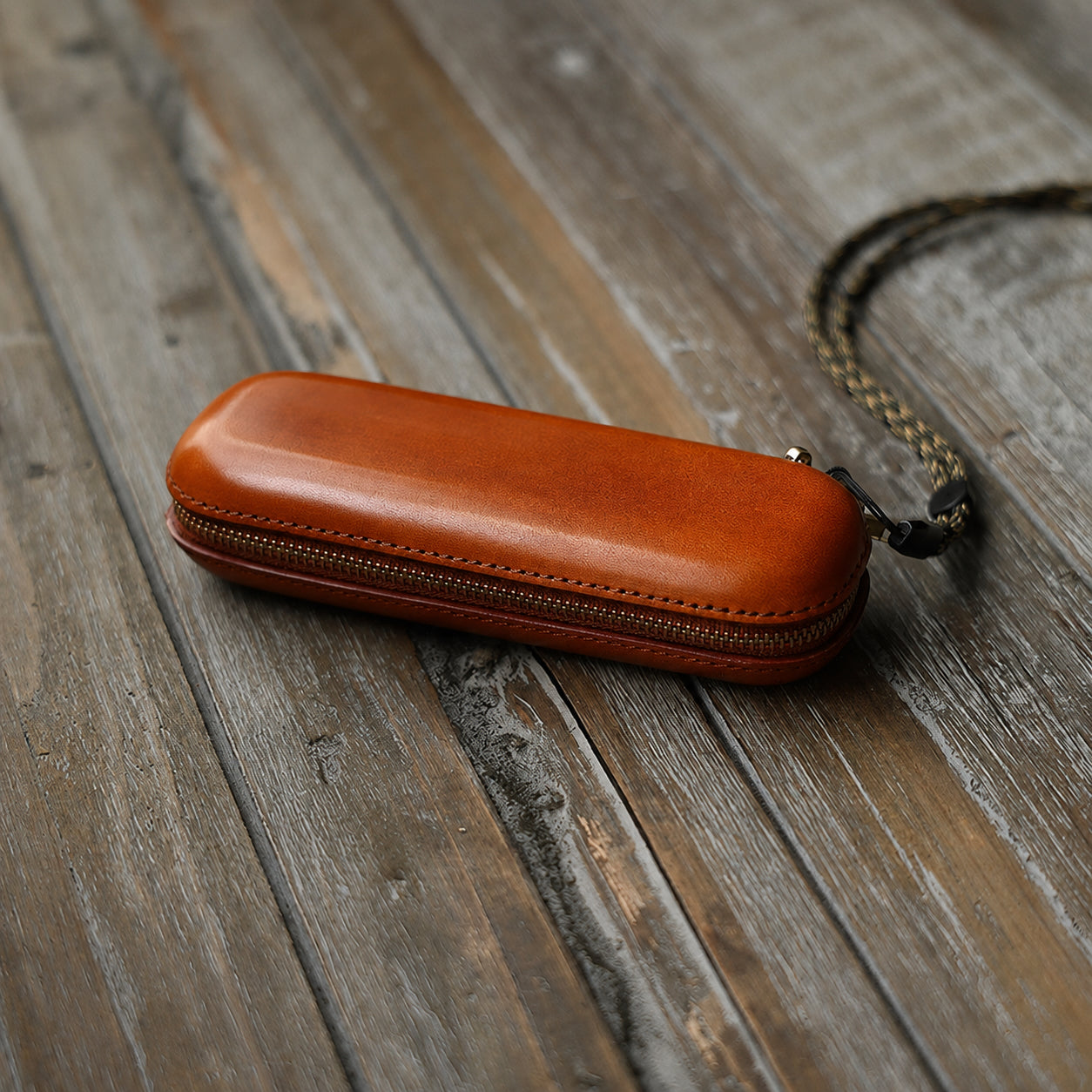 Vintage Leather Glasses Case | Cowhide Leather Zip Eyewear Case