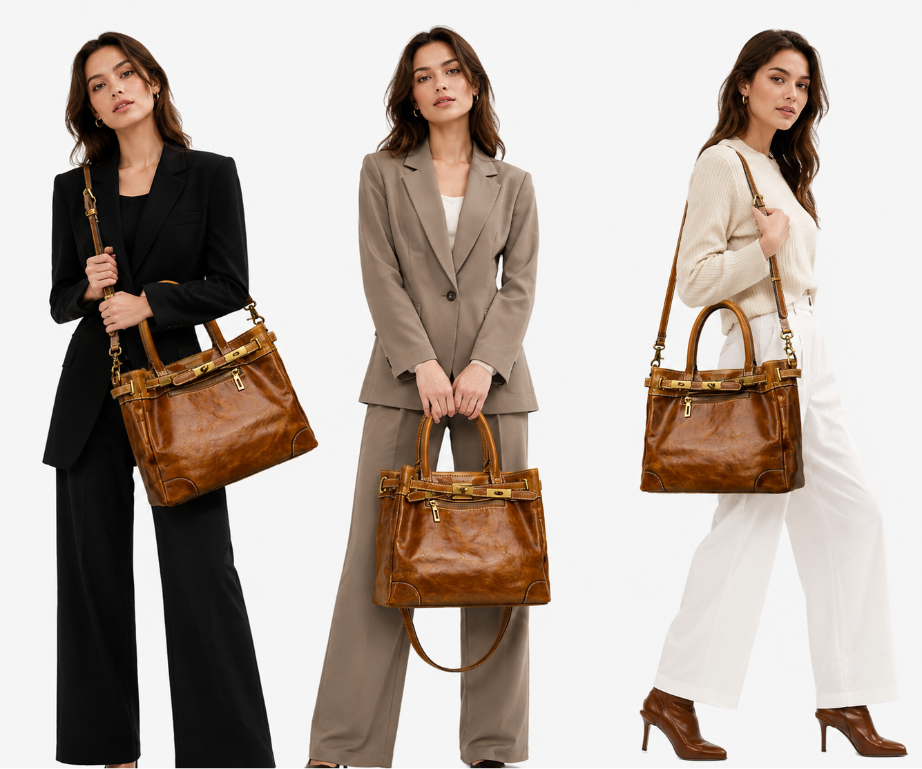 Full Grain Leather Tote Bag | Women's Vintage Handcrafted Shoulder & Crossbody Bag
