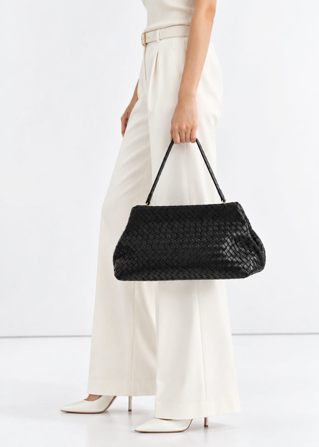 Handwoven Cowhide Leather Frame Clutch Bag | Women's Commuter Top-Handle & Shoulder Purse