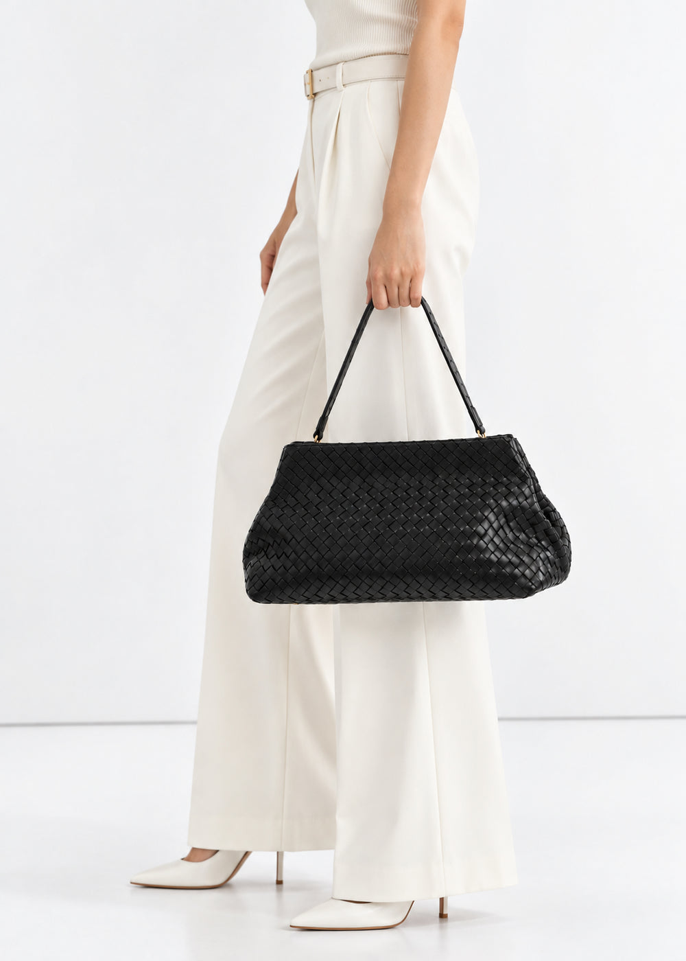 Handwoven Cowhide Leather Frame Clutch Bag | Women's Commuter Top-Handle & Shoulder Purse