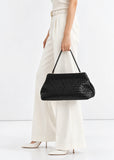 Handwoven Cowhide Leather Frame Clutch Bag | Women's Commuter Top-Handle & Shoulder Purse