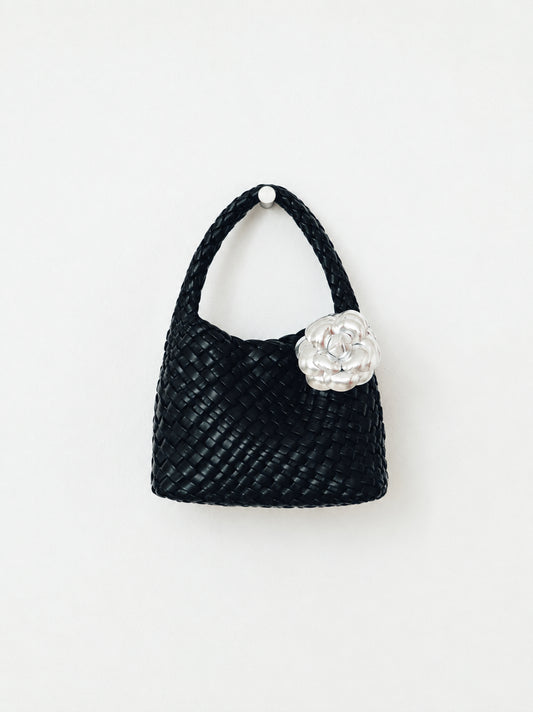 Handwoven Vegan Leather Mini Bucket Bag, Leather Basket Handbag + Crossbody Chain (20+ Colours)
