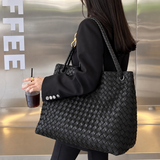Lambskin Leather Knotted Intrecciato Shoulder Bag – Handwoven Woven Handbag | Metal Buckle, Lambskin Lining, 16 Colours