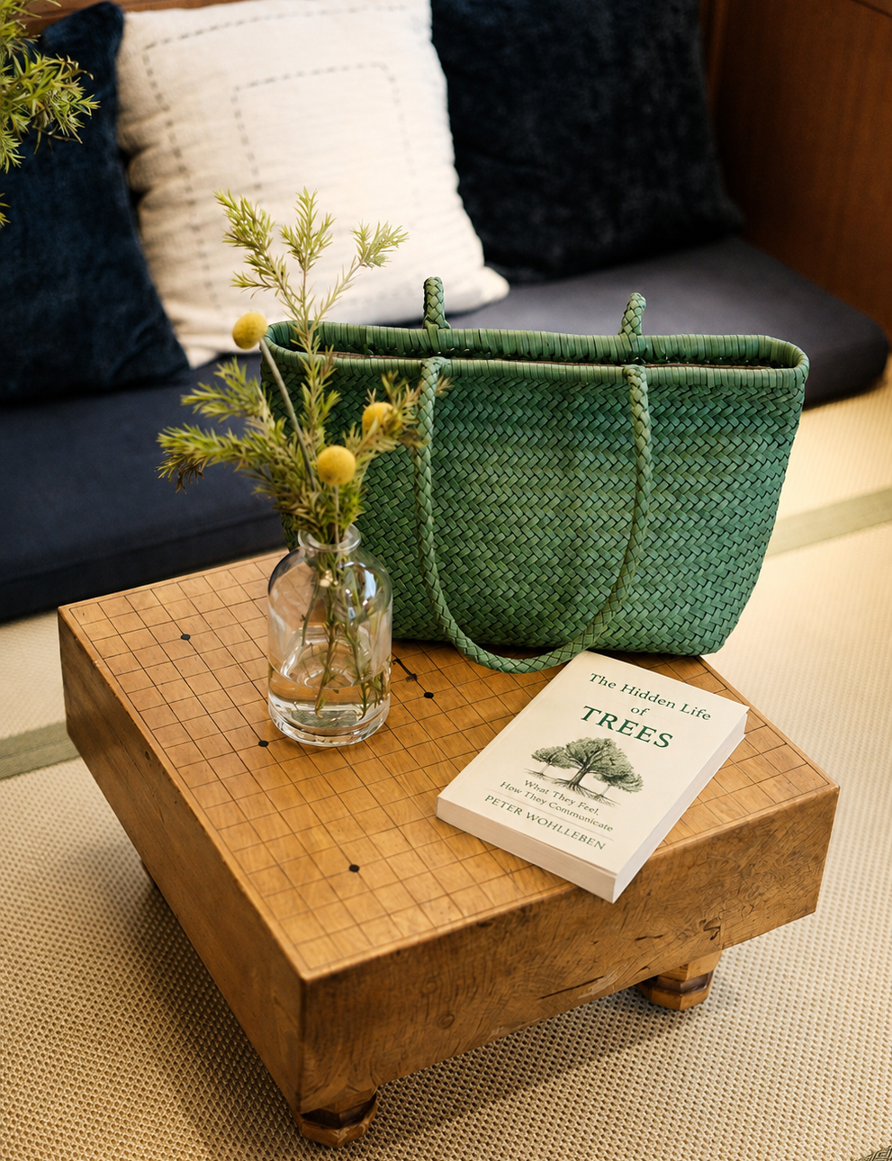 Handwoven Basket Tote Bag | Vegetable-Tanned Italian Cowhide Hand-Carry Bag | Minimalist Summer Commuter Style