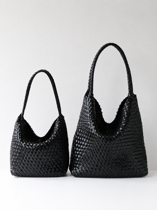 Women's Handwoven Vegan Leather Hobo Tote Bag | Intrecciato Shoulder Bag | Two Sizes | Lightweight Everyday Handbag for Women