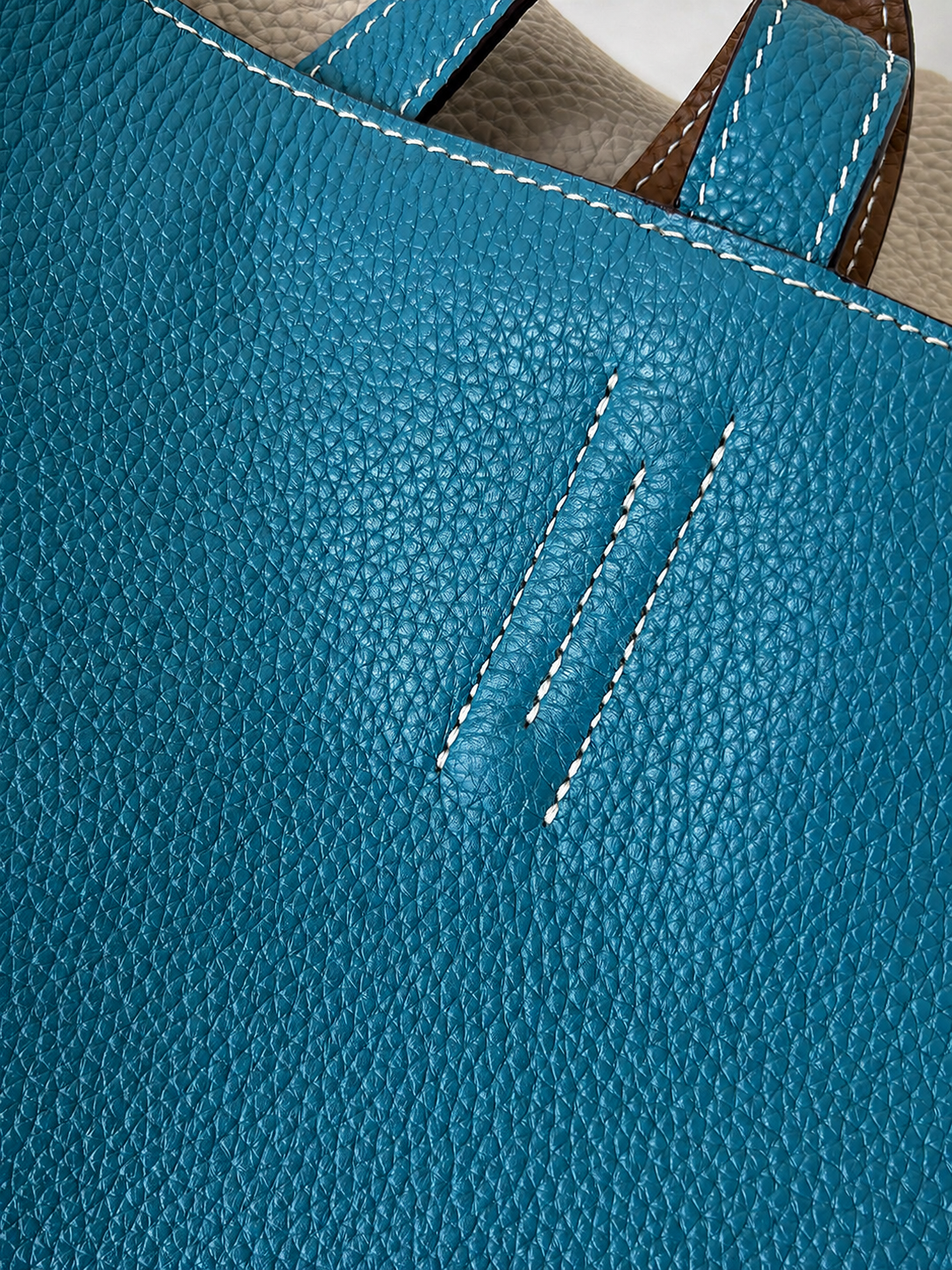 Reversible Full Grain Togo Leather Tote Bag | Two-Tone Everyday Carry Bag