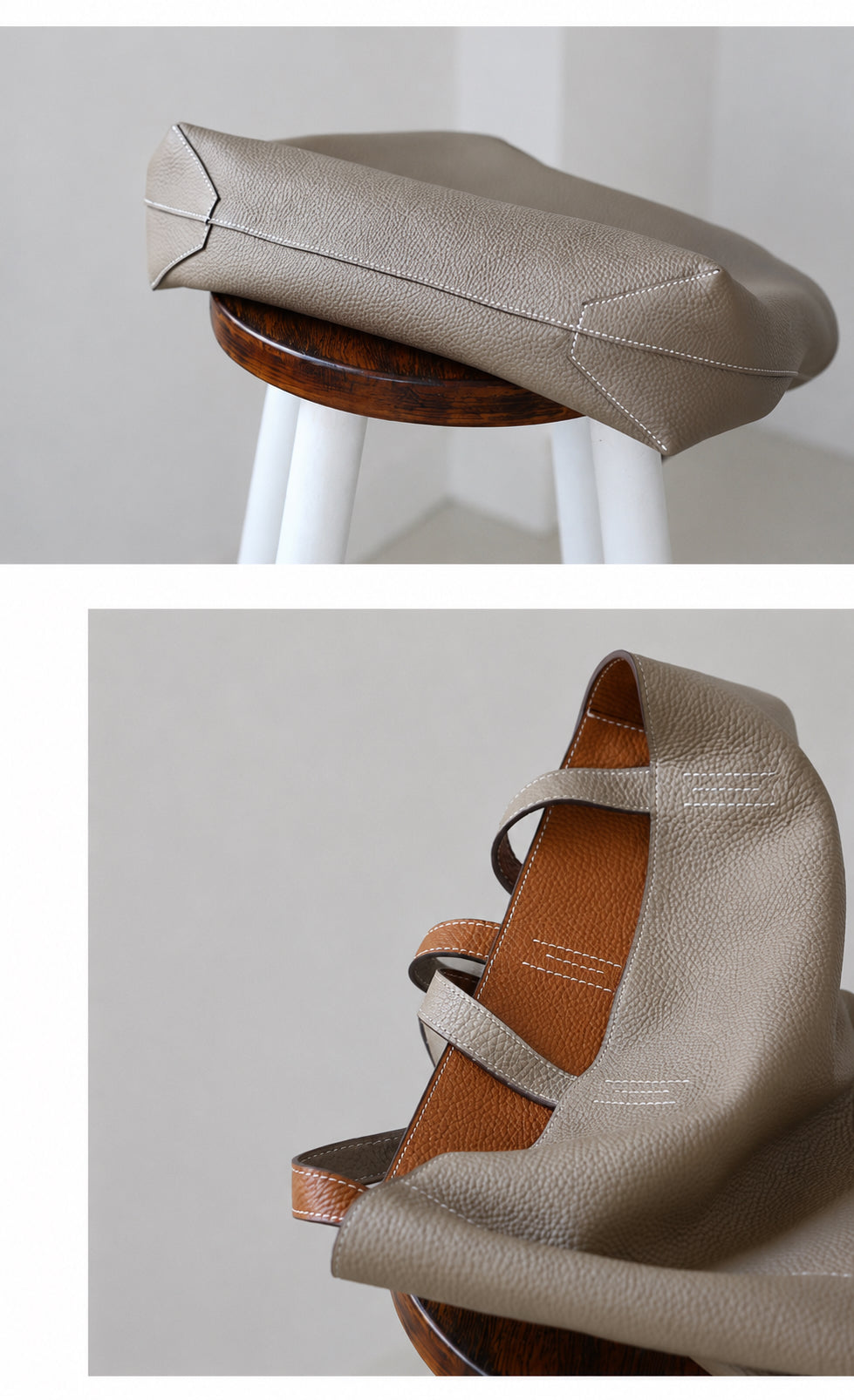 Reversible Full Grain Togo Leather Tote Bag | Two-Tone Everyday Carry Bag