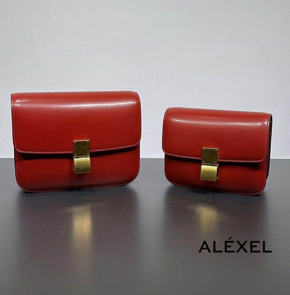 Italian Calfskin Leather Bag, Designer Bag, Italian Leather Box Bag, Classic Crossbody Bag, Shoulder Bag, Minimalist Genuine Leather Purse - Alexel Crafts