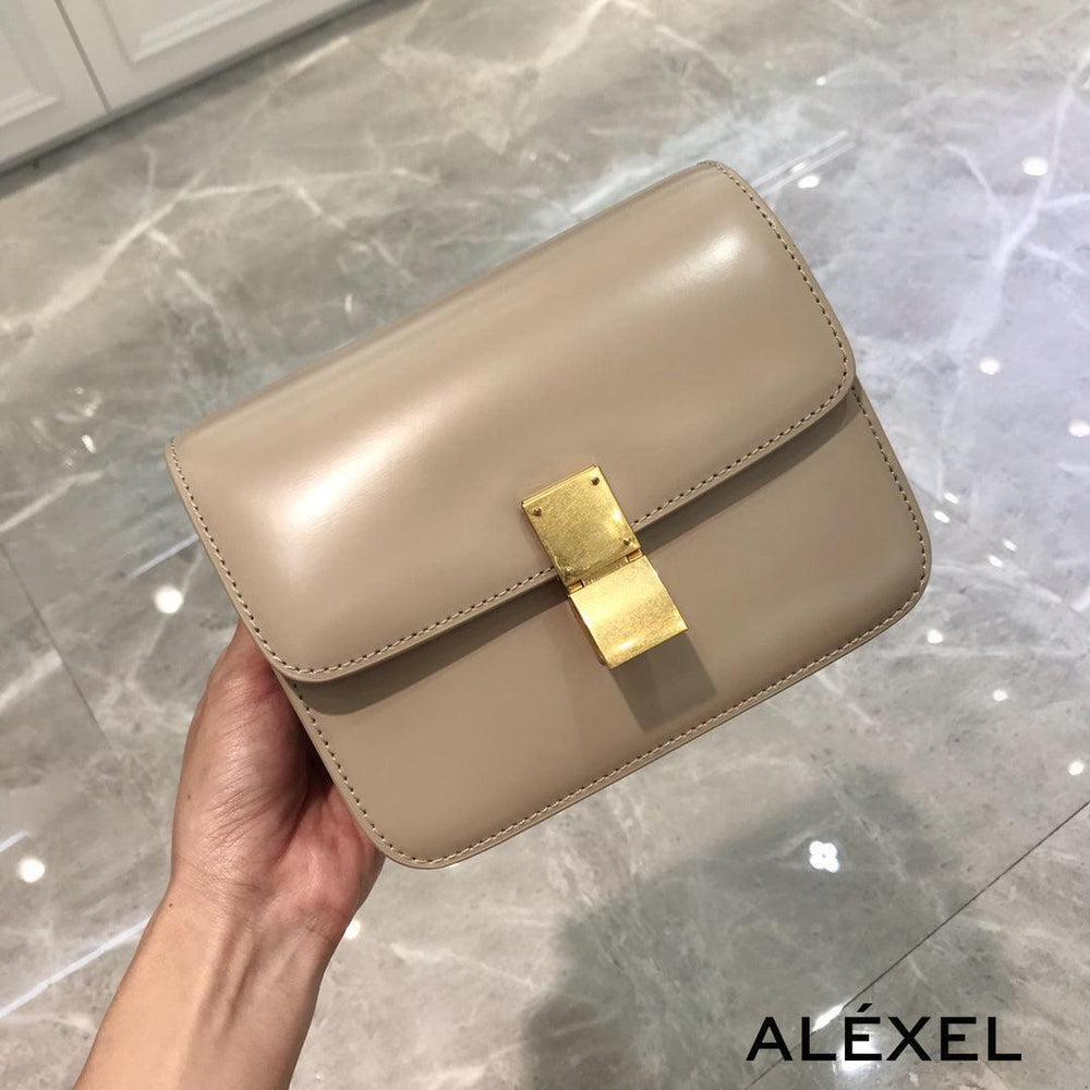 Italian Calfskin Leather Bag, Designer Bag, Italian Leather Box Bag, Classic Crossbody Bag, Shoulder Bag, Minimalist Genuine Leather Purse - Alexel Crafts