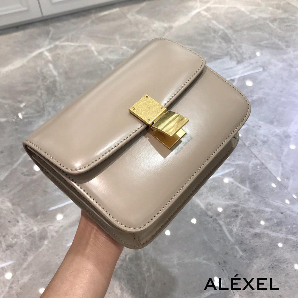 Italian Calfskin Leather Bag, Designer Bag, Italian Leather Box Bag, Classic Crossbody Bag, Shoulder Bag, Minimalist Genuine Leather Purse - Alexel Crafts