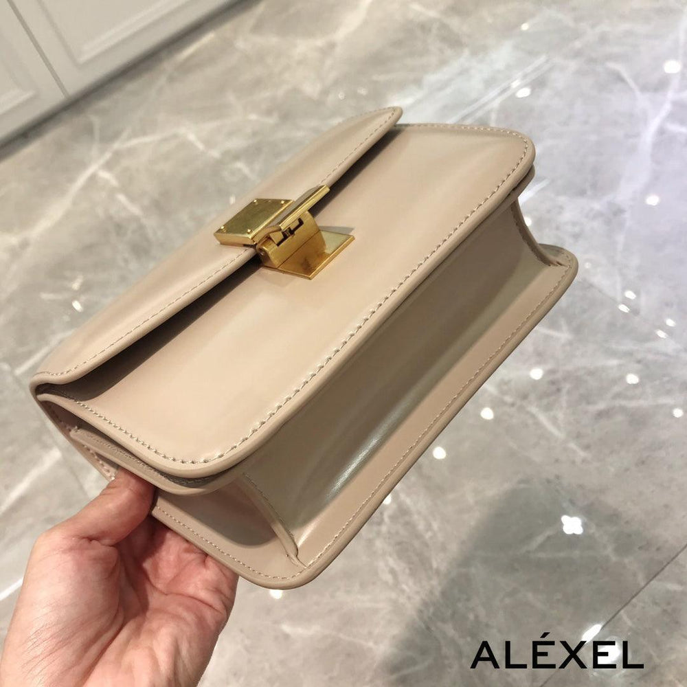 Italian Calfskin Leather Bag, Designer Bag, Italian Leather Box Bag, Classic Crossbody Bag, Shoulder Bag, Minimalist Genuine Leather Purse - Alexel Crafts