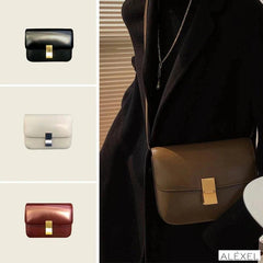 Italian Calfskin Leather Bag, Designer Bag, Italian Leather Box Bag, Classic Crossbody Bag, Shoulder Bag, Minimalist Genuine Leather Purse - Alexel Crafts