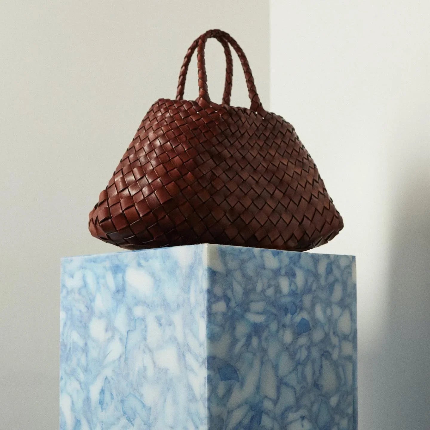 Italy Leather Woven Hobo Trapezoidal Bag, New Style Summer Beach Bag, Full Grain Leather Triple Jump Bamboo HandBag, Handcrafted Basket Bag - Alexel Crafts