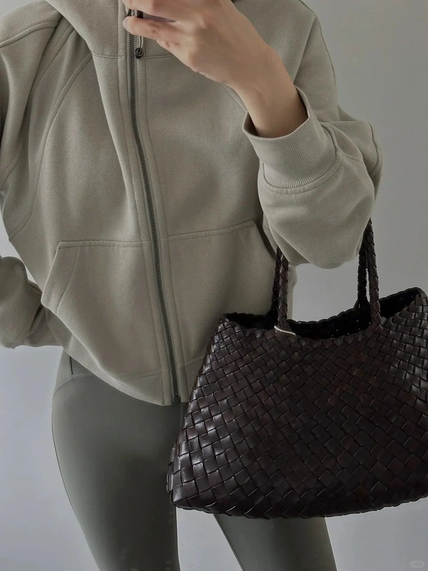 Italy Leather Woven Bag Hobo Trapezoidal Bag | New Style Summer Beach Bag Full Grain Leather Triple Jump Bamboo HandBag, Handcrafted Basket Bag - Alexel Crafts