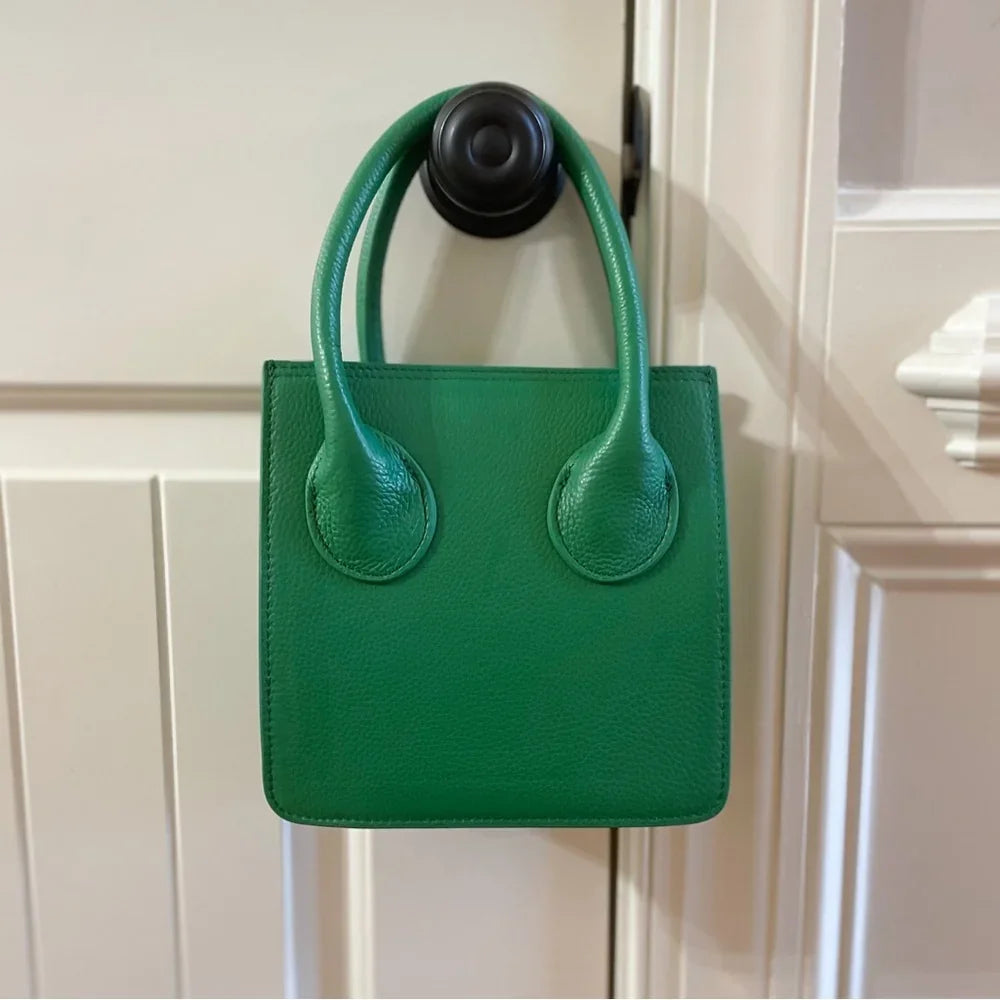Italian Grain Leather Micro Pixie Bag – Compact Square Mini Handbag | Velvet Lining, Hidden Zip, Detachable Crossbody Strap