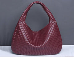 Lambskin Hobo Bag, Italian Leather Handbag, Large Handwoven Laptop Bag, Woven Dumpling Bag, Leather Tote Bag, Black, Blue Working Bag - Alexel Crafts