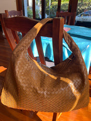 Lambskin Hobo Bag, Italian Leather Handbag, Large Handwoven Laptop Bag, Woven Dumpling Bag, Leather Tote Bag, Black, Blue Working Bag - Alexel Crafts