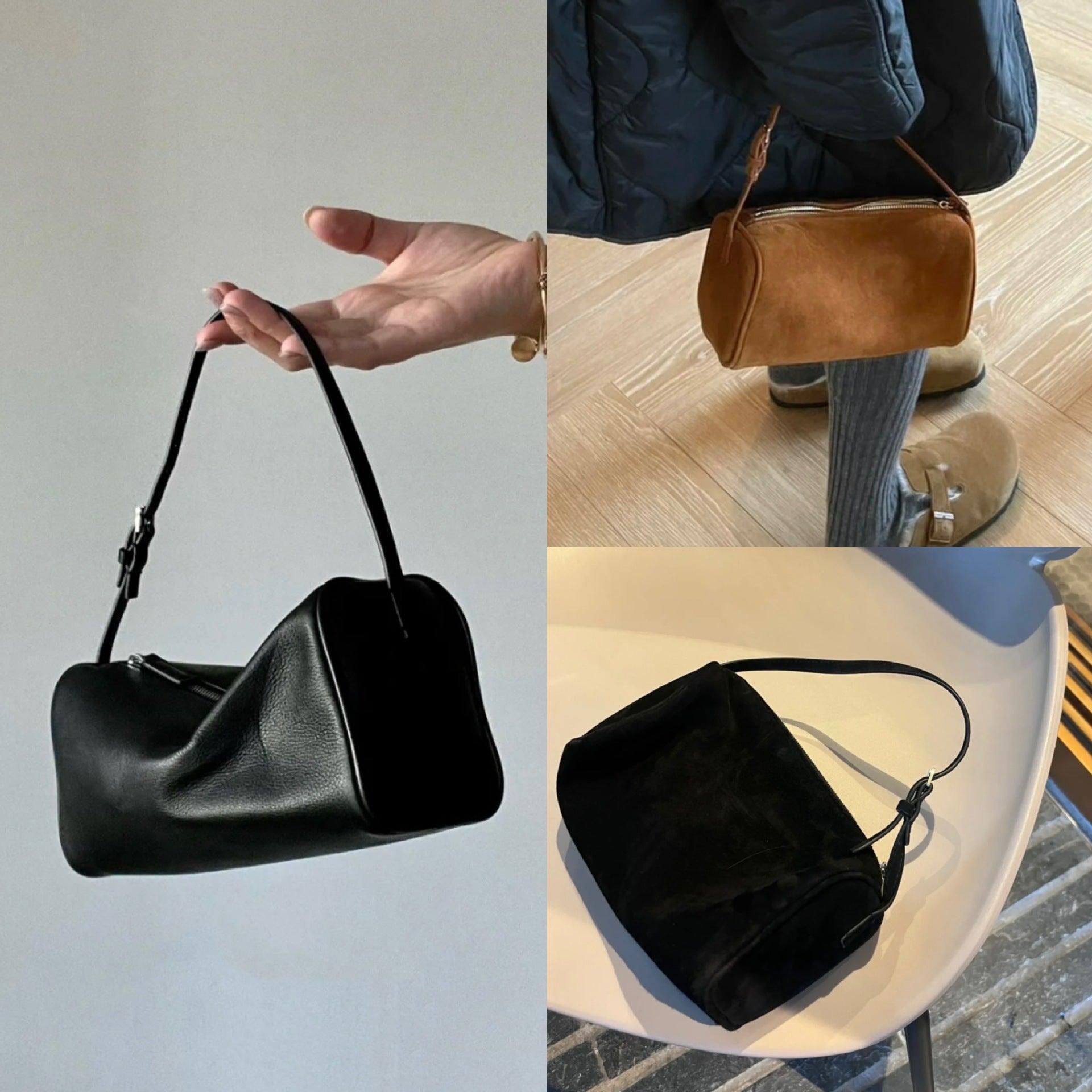 Lambskin Leather Boston Bag, Mini Designer Bag, Leather Box Bag, Classic Leather Handbag, Minimalist Genuine Leather Purse - Alexel Crafts