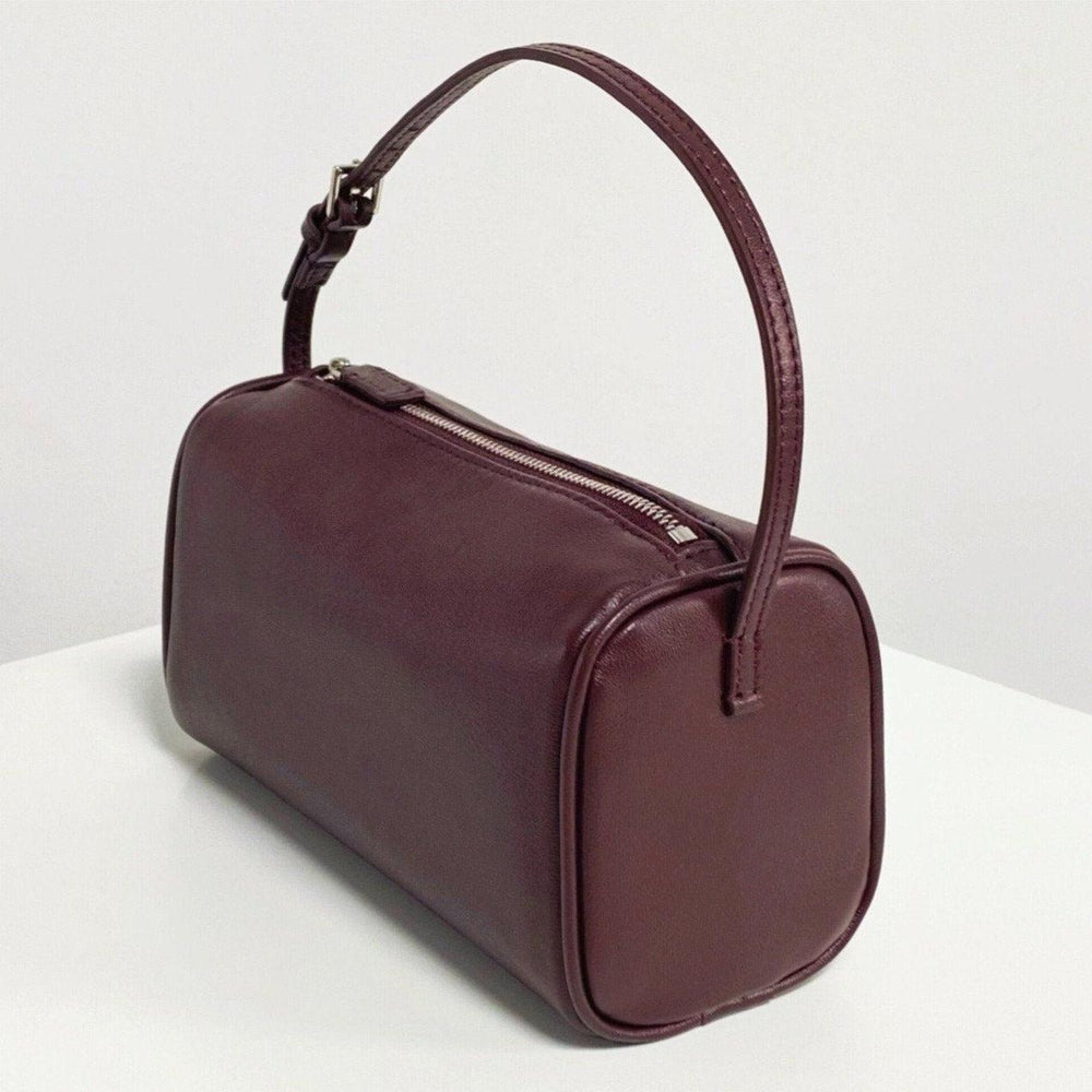 Lambskin Leather Boston Bag, Mini Designer Bag, Leather Box Bag, Classic Leather Handbag, Minimalist Genuine Leather Purse - Alexel Crafts