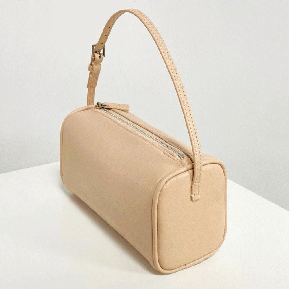 Lambskin Leather Boston Bag, Mini Designer Bag, Leather Box Bag, Classic Leather Handbag, Minimalist Genuine Leather Purse - Alexel Crafts