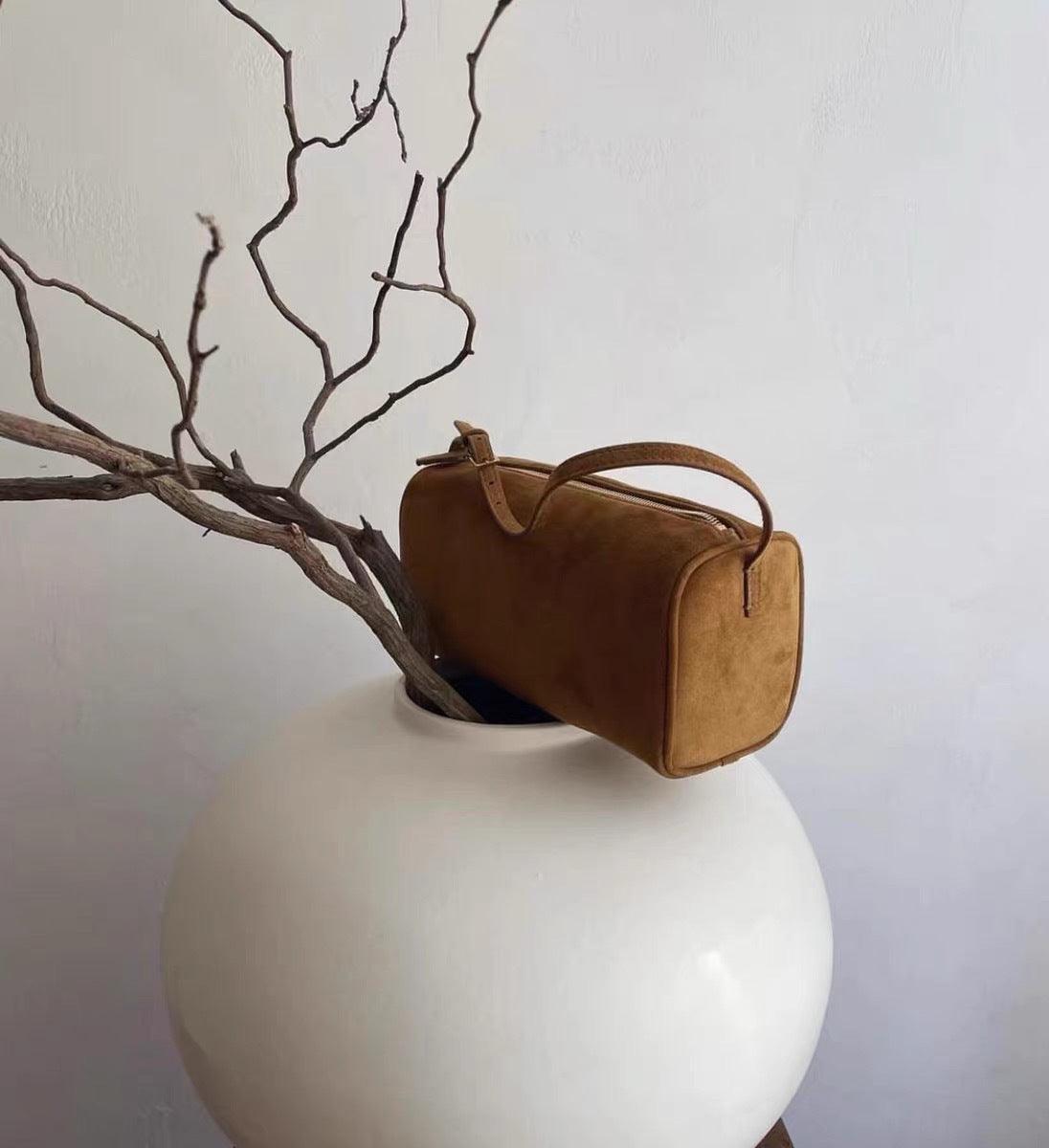Lambskin Leather Boston Bag, Mini Designer Bag, Leather Box Bag, Classic Leather Handbag, Minimalist Genuine Leather Purse - Alexel Crafts