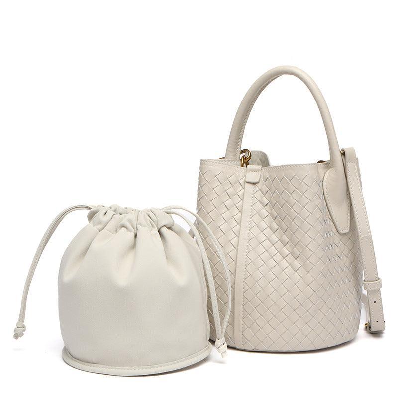 Lambskin Leather Bucket Bag Handwoven, Small Shoulder Bag, Woven Purse Women Classic bag Crossbody Designer Bag, Birthday Gift For Her - Alexel Crafts